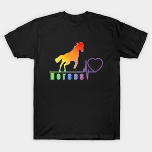 Horse rainbow color beautiful love T-Shirt